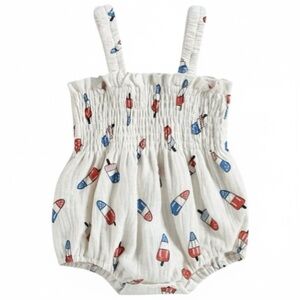 White Baby Romper with Popsicle Print